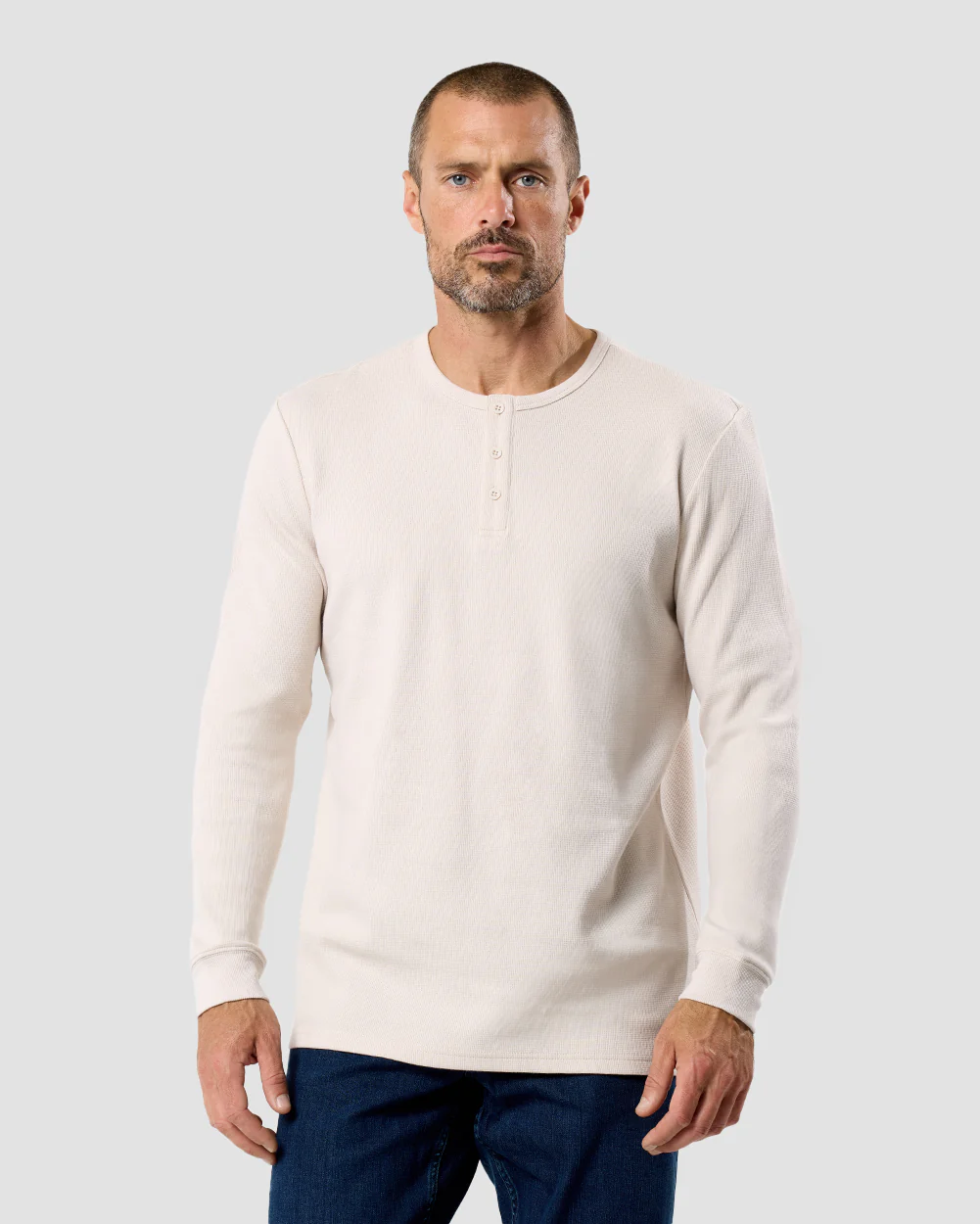 Long Sleeve Waffle Knit Henley - Image 26