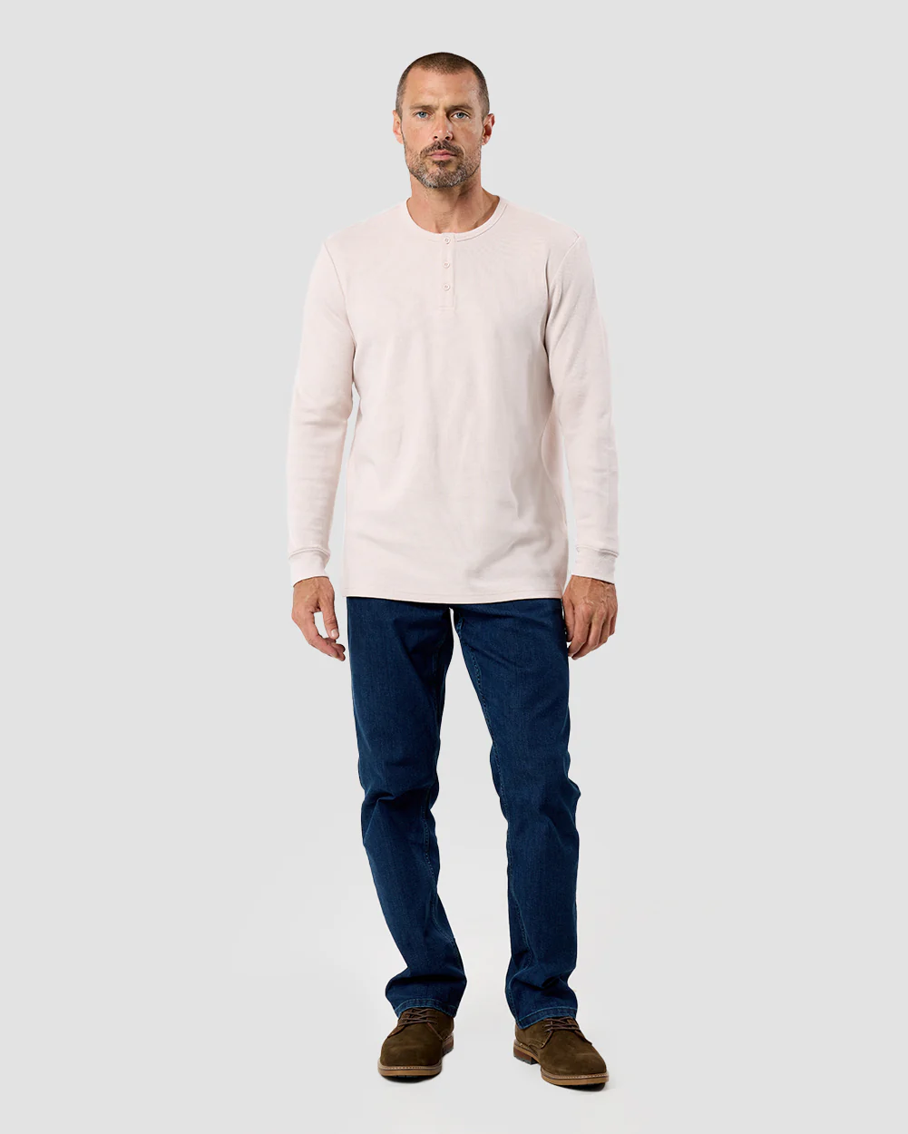 Long Sleeve Waffle Knit Henley - Image 30