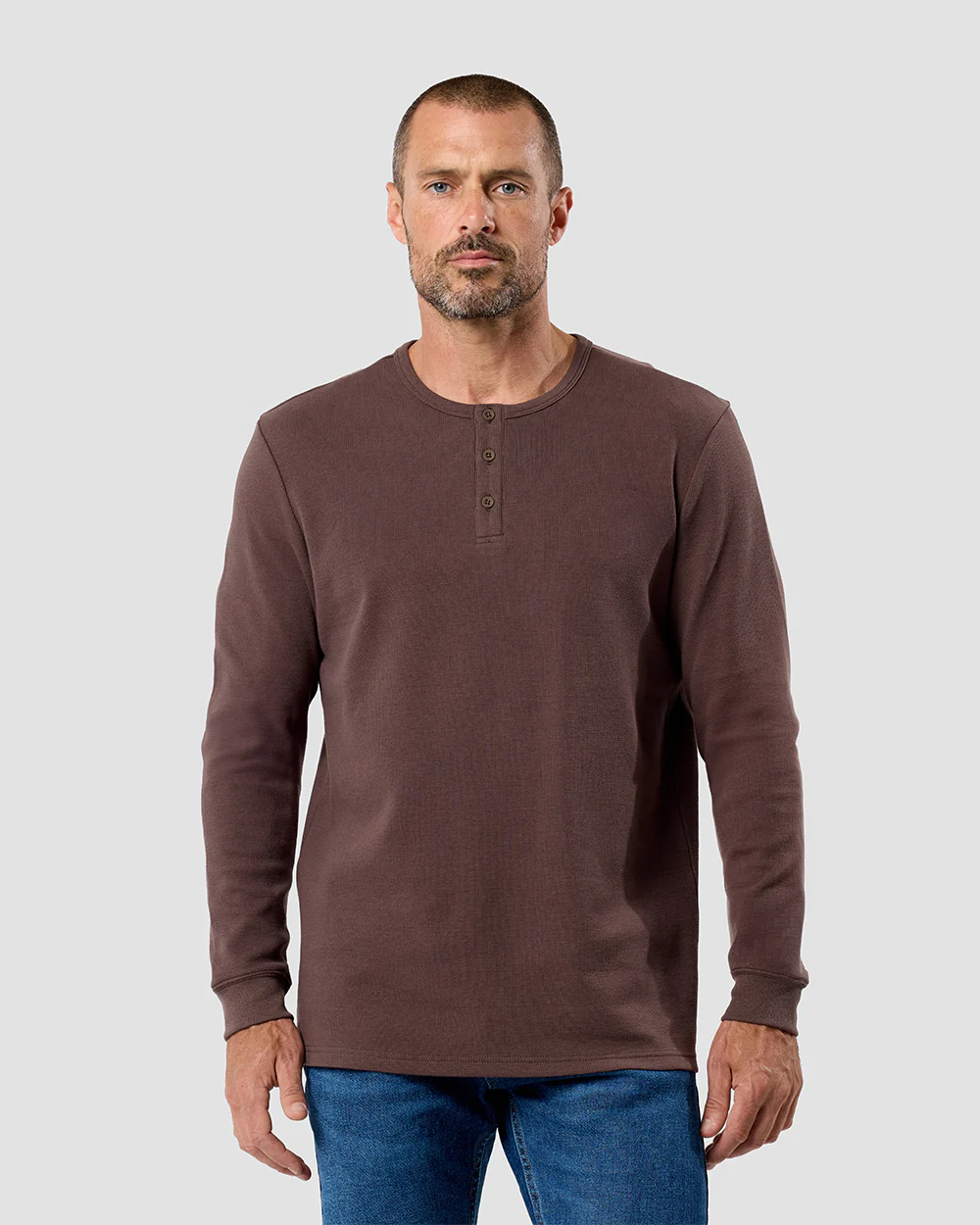 Long Sleeve Waffle Knit Henley - Image 32