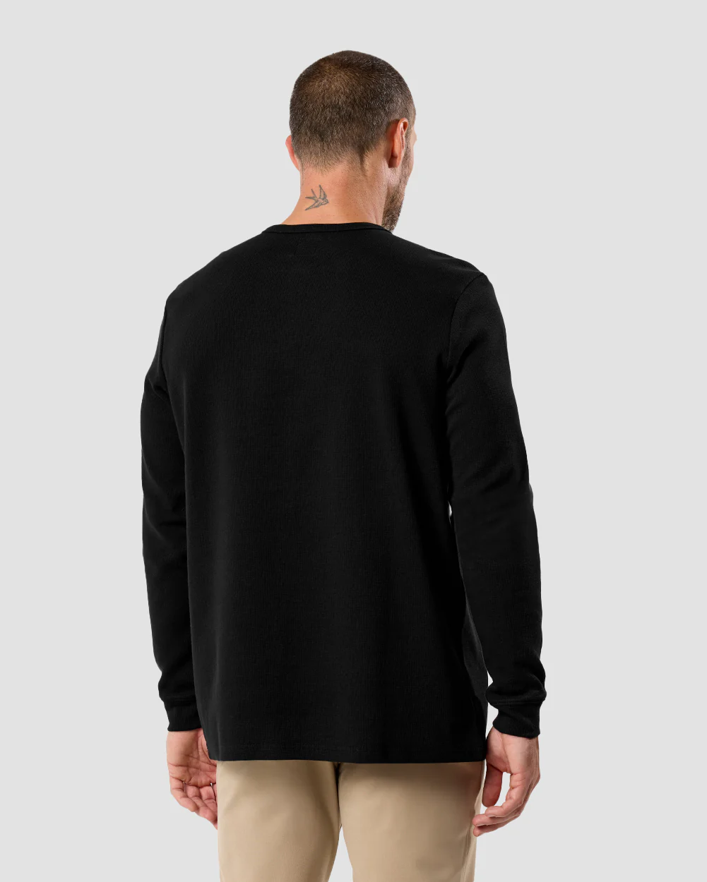 Long Sleeve Waffle Knit Henley - Image 6