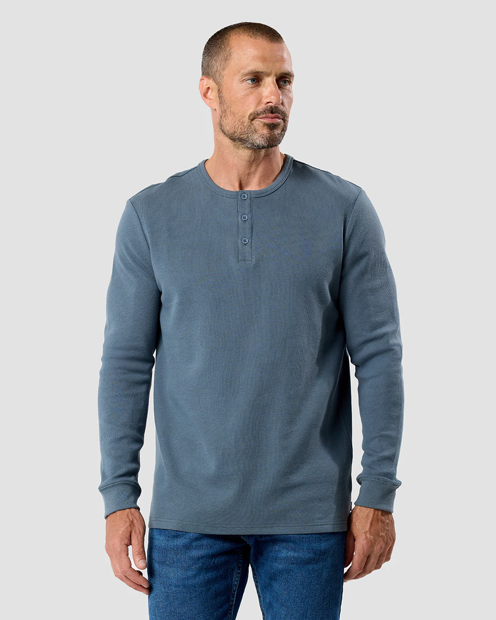 Long Sleeve Waffle Knit Henley - Image 8