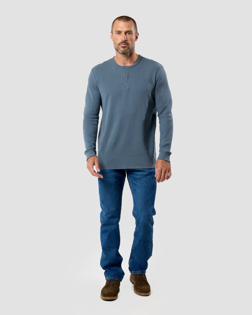 Long Sleeve Waffle Knit Henley - Image 9