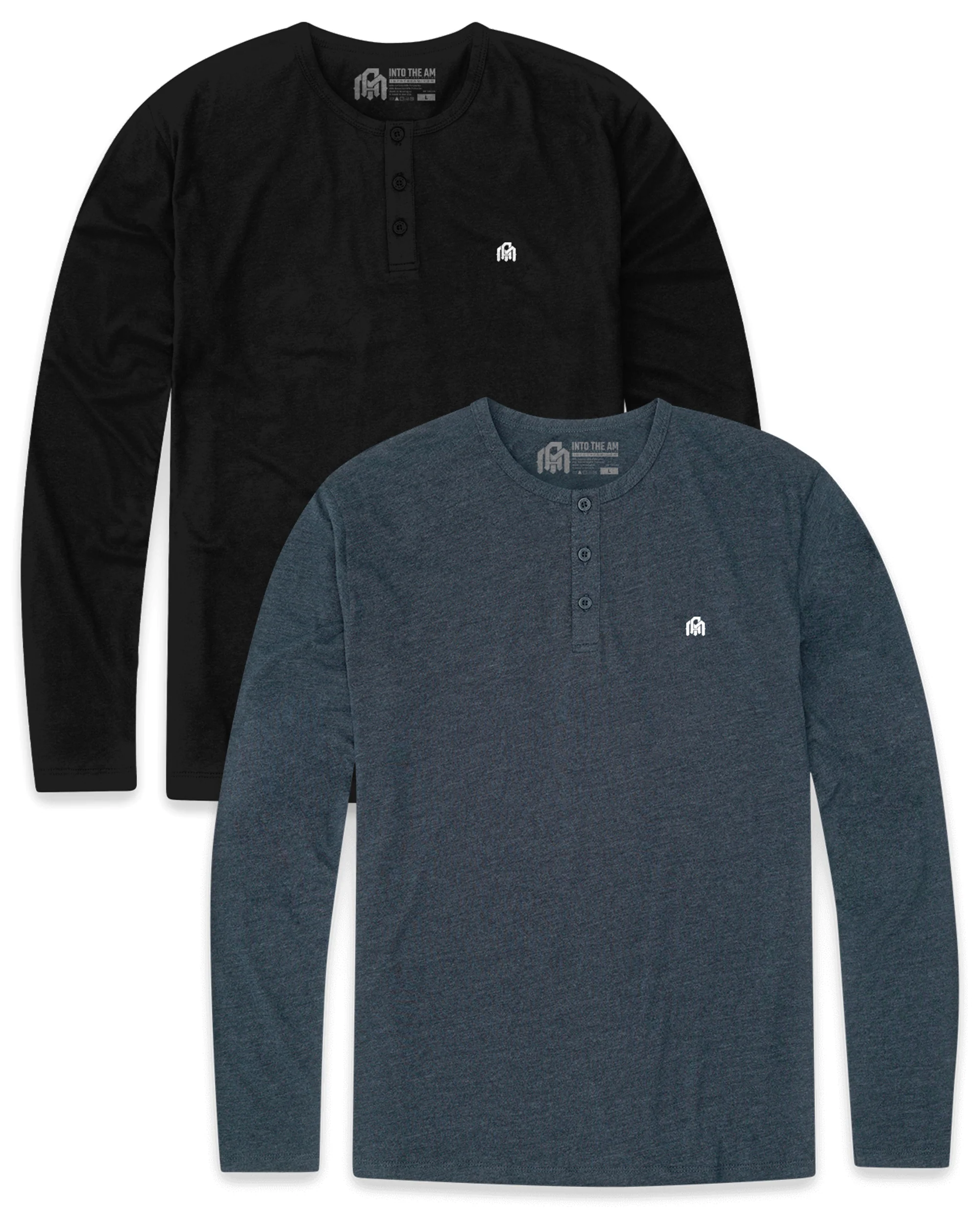 2 Pack Long Sleeve Henley Tee - Branded - Image 13