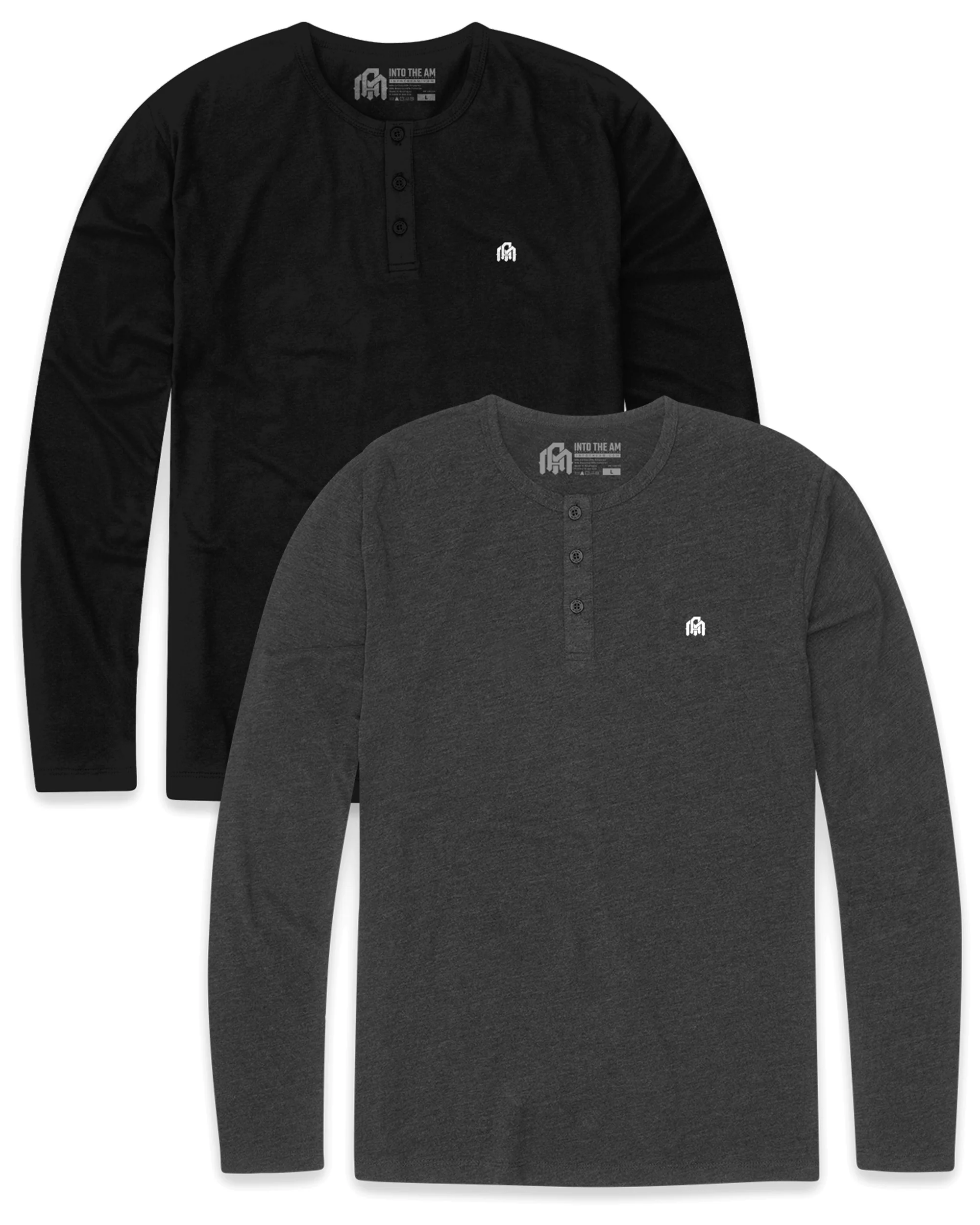 2 Pack Long Sleeve Henley Tee - Branded - Image 4