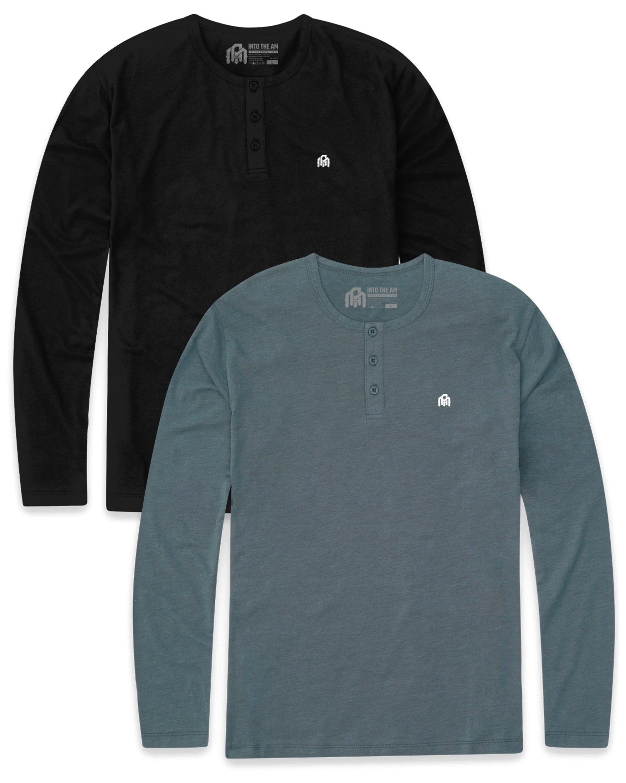 2 Pack Long Sleeve Henley Tee - Branded - Image 7